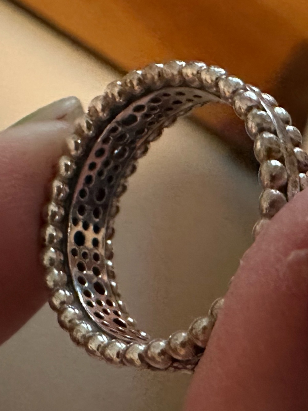 Pandora Silver Textured Band Ring - Picture 2 of 4